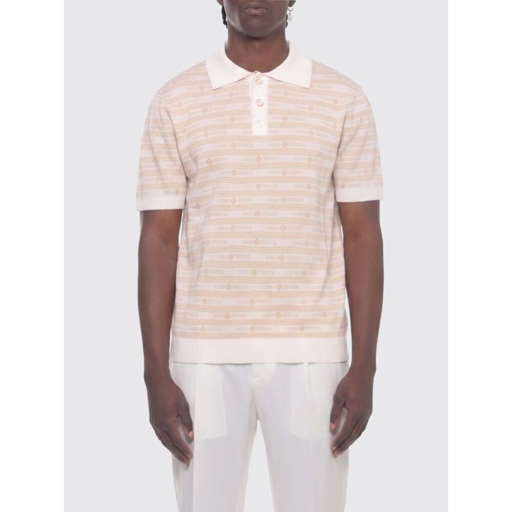 Casablanca Men Casablanca Contrast Logo Knit Wool Polo Shirt